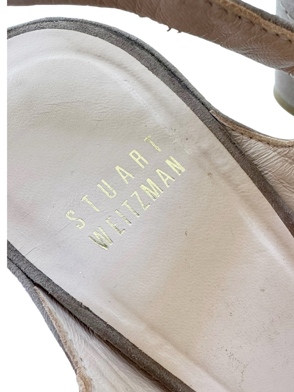 Stuart Weitzman Turnover Suede Wedge Shoes Sandals Taupe Beige Size 7 - Picture 13 of 14